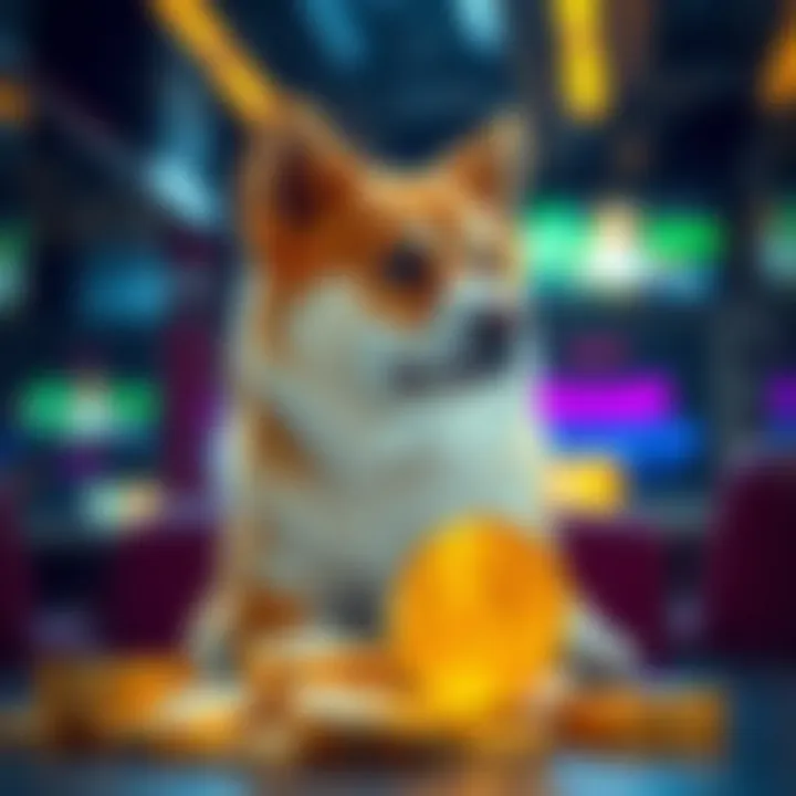 A futuristic depiction of investment strategies focusing on Dogecoin's potential