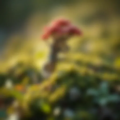 An abstract representation of blockchain technology intertwined with nature