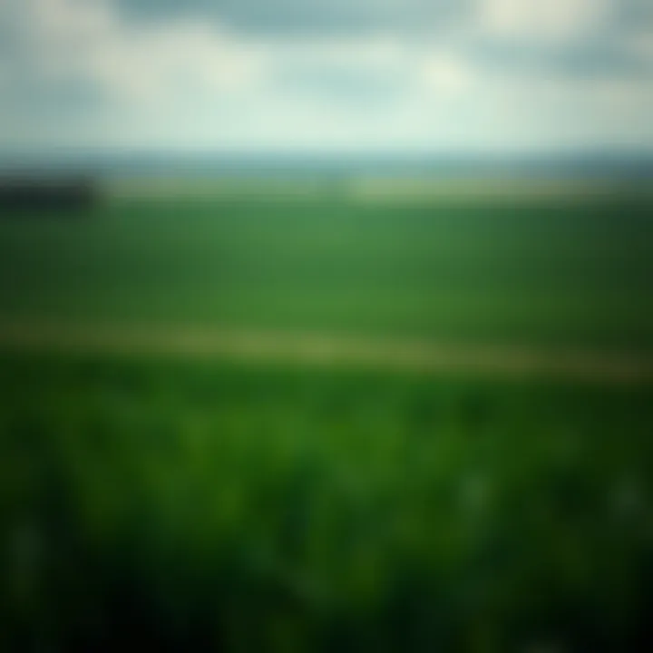 A vast green field representing agricultural land