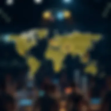 A global map highlighting major cryptocurrency hubs