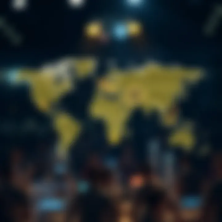 A global map highlighting major cryptocurrency hubs