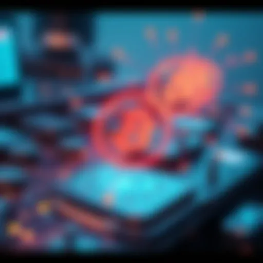 Conceptual visualization of decentralized blockchain technology