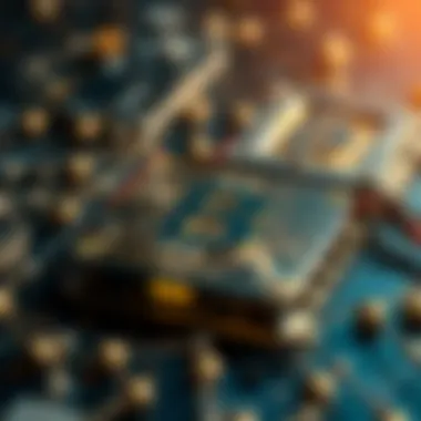 Blockchain elements illustrating NFT functionalities