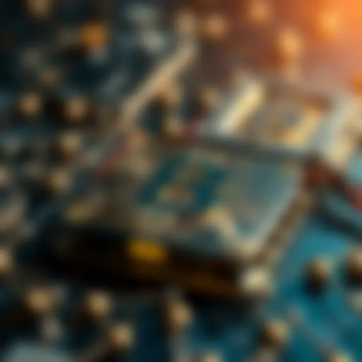 Blockchain elements illustrating NFT functionalities