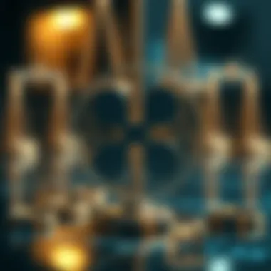 A representation of the Ripple logo intertwined with legal symbols