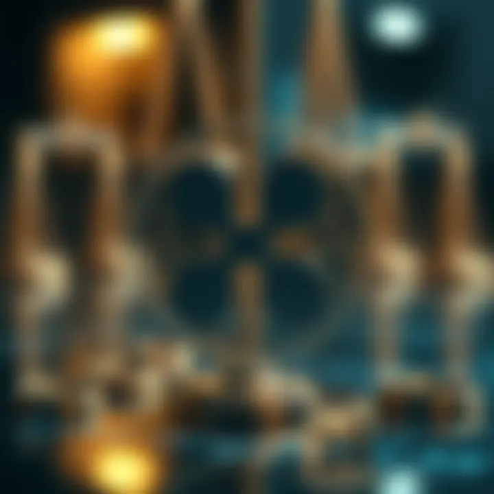 A representation of the Ripple logo intertwined with legal symbols