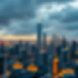 A futuristic city skyline symbolizing technological advancement