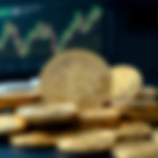 Conceptual visualization of yield finance coins in cryptocurrency market